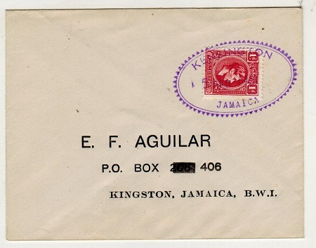 JAMAICA - 1951 1d rate local cover used at KENSINGTON.