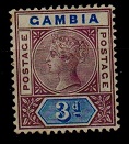 GAMBIA - 1902 3d deep purple and ultramarine shade mint.  SG 41b