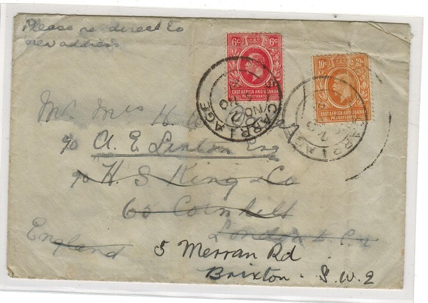 K.U.T. - 1921 16c rate (grubby) cover to UK used by S.CARRAGE railway strike.