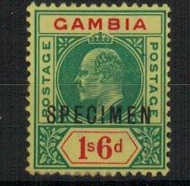 GAMBIA - 1902 1/6d green and red on yellow mint  with SPECIMEN applied in  black. SG 53.
