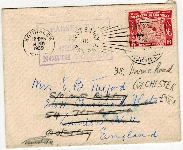 NORTH BORNEO - 1939 8c rate 