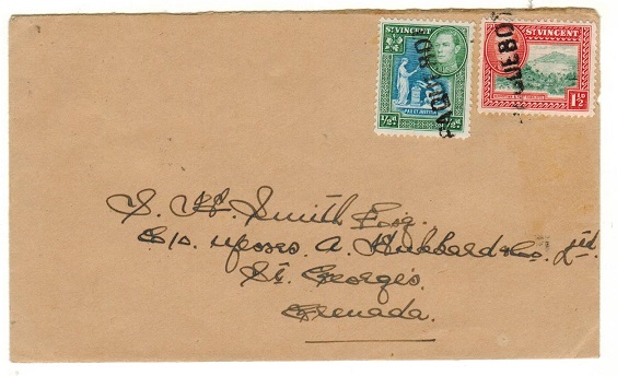 ST.VINCENT - 1941 2d rate inter-island PAQUEBOT cover to Grenada.