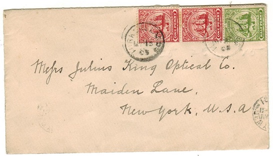 TURKS AND CAICOS IS - 1903 2 1/2d rate cover to USA.