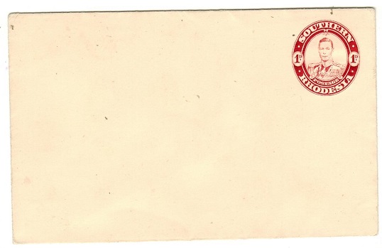 SOUTHERN RHODESIA - 1937 1d  Red on cream postal stationery envelope unused.  H&G 5.
