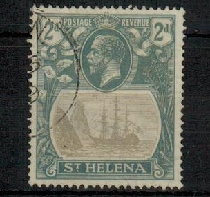 ST.HELENA - 1923 2d grey and slate fine used with CLEFT ROCK variety.  SG 100c.