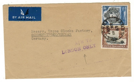 K.U.T. - 1947 1/30c rate cover to Germany struck 