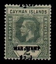 CAYMAN ISLANDS - 1920 1 1/2d on 2d grey mint with MISPLACED SURCHARGE.  SG 58.