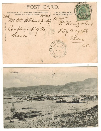 CAPE OF GOOD HOPE - 1907 1/2d rate local postcard use used at OCKIEP.