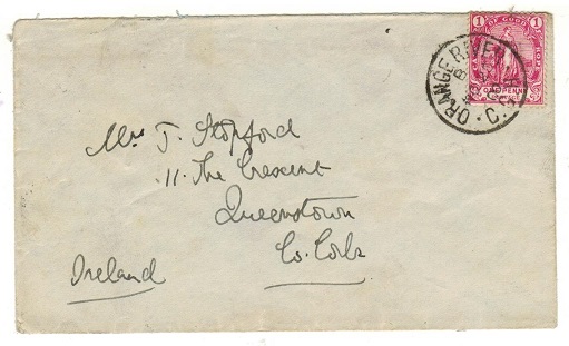 CAPE OF GOOD HOPE - 1900 1d rate cover to Ireland used at ORANGE RIVER.