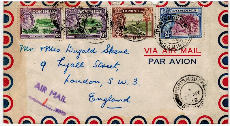 DOMINICA - 1948 cover to UK used at PORTSMOUTH with 