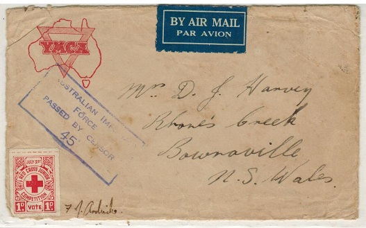 AUSTRALIA - 1943 stampless local cover with 