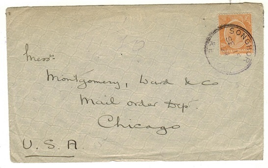 K.U.T. - 1924 20c rate cover to USA used at SONGHOR.