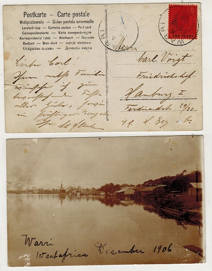 LAGOS - 1906 1d rate postcard use to Germany used at WARRI.