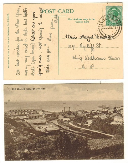 SOUTH AFRICA - 1913 1/2d rate postcard use to Cape used at ROSMEAD.