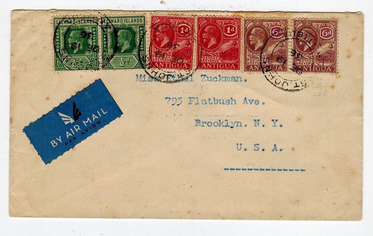 ANTIGUA - 1936 cover to USA with mixed franking from ST.JOHNS.