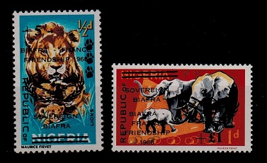 BIAFRA - 1968 5/- on 1/2d and 1 on 1d 