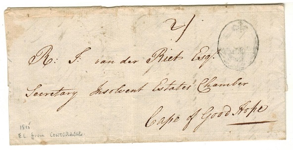 CAPE OF GOOD HOPE - 1815  2/- rate cover to Cape with POST OFFICE h/s sent from CONTERBERG.