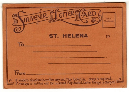 ST.HELENA - 1930 (circa) 6 view letter card envelope. Issue number 2.