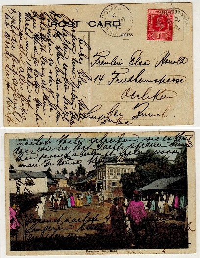 SIERRA LEONE - 1910 1d rate postcard use to Switzerland used at MOYAMBA.