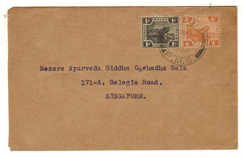MALAYA - 1935 5c rate cover to Singapore used at BIDOR.