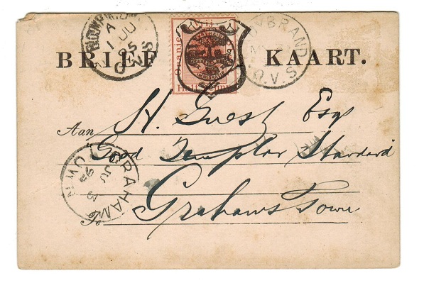 ORANGE FREE STATE - 1894 1/2d brown PSC used from LADYBRAND.  H&G 12.