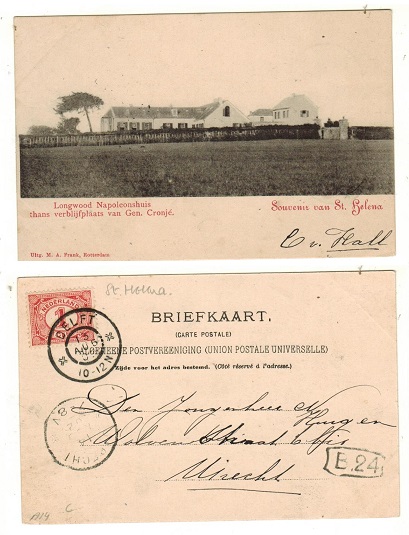 ST.HELENA - 1902 unstamped picture postcard to Uitrecht with 1c Nederland 
