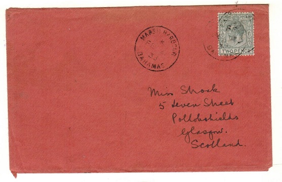 BAHAMAS - 1933 2d rate cover to UK used at MARSH HARBOUR.