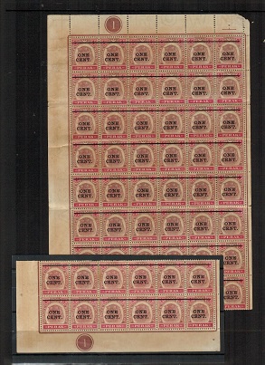 MALAYA - 1900 ONE CENT black on 4c surcharge pane of 60 (separated).  SG 82.
