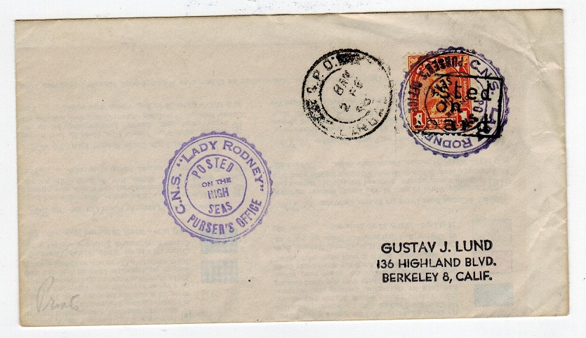 BARBADOS - 1948 C.N.S.LADY RODNEY maritime cover.