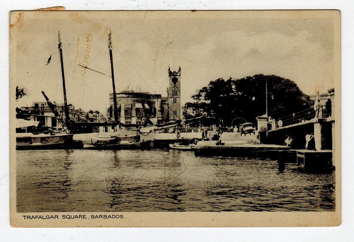 BARBADOS - 1938 D.NEW YORK maritime use of postcard.