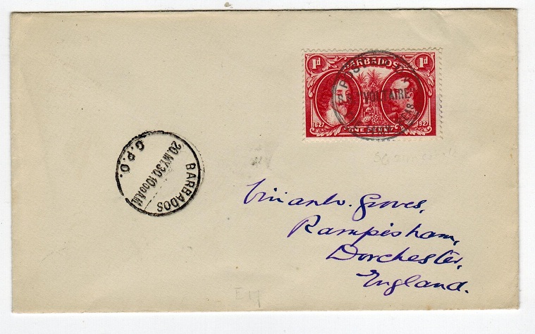 BARBADOS - 1930 S.S.VOLTAIRE maritime cover.