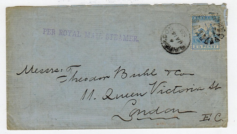 BARBADOS - 1898 ROYAL MAIL STEAMER cover to UK.