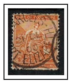 CAPE OF GOOD HOPE - 1896 5/- brown-orange (SG 68) struck PARCELS/PORT ELIZABETH.