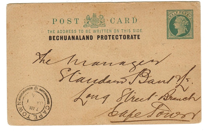 BECHUANALAND - 1901 1/2d green PSC to Cape Town.  H&G 1.