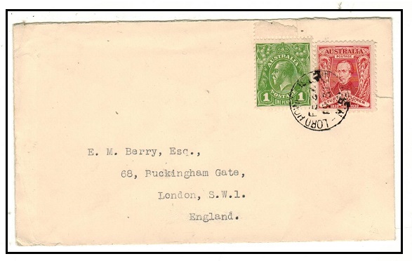 AUSTRALIA - 1931 2 1/2d rate cover to UK used at LORD HOWE ISLAND.