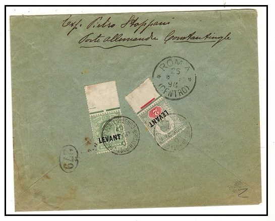 BRITISH LEVANT - 1907 2 1/2d rate cover to Italy used at CONSTANTINOPLE.
