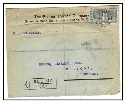 SIERRA LEONE - 1929 4d rate commercial cover to UK used at SULIMA.