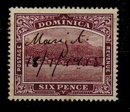 DOMINICA - 1909 6d (SG 52) with manuscript MAGIGOT village cancel.