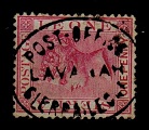 SIERRA LEONE - 1885 1d carmine-rose (SG 28a) struck by central POST OFFICE/LAVANAH cancel.