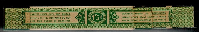 SOUTH AFRICA - 1950 (circa) 1/3d green CIGARETTE EXCISE DUTY label.