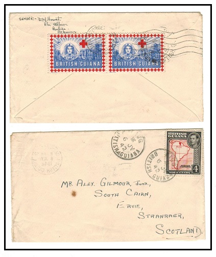 BRITISH GUIANA - 1942 4c rate cover to UK used at NIGG with 