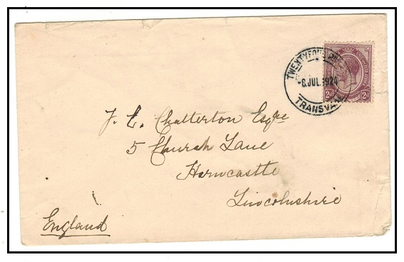 SOUTH AFRICA - 1924 2d rate cover to UK used at TWENTY FOUR RIVERS/TRANSVAAL.