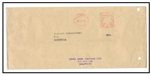 RHODESIA - 1969 3d meter mark cover used locally from BULAWAYO.