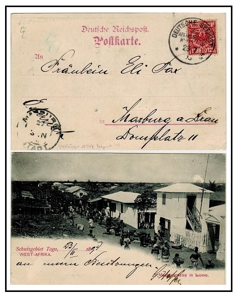 TOGO - 1898 10pfg rate postcard to Germany carried by German Shipping Line.