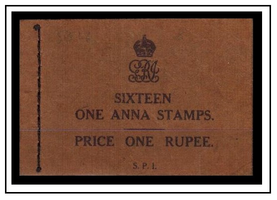 INDIA - 1929 1r black on brown BOOKLET incomplete but with two 1a panes of four.  SG SB18a.