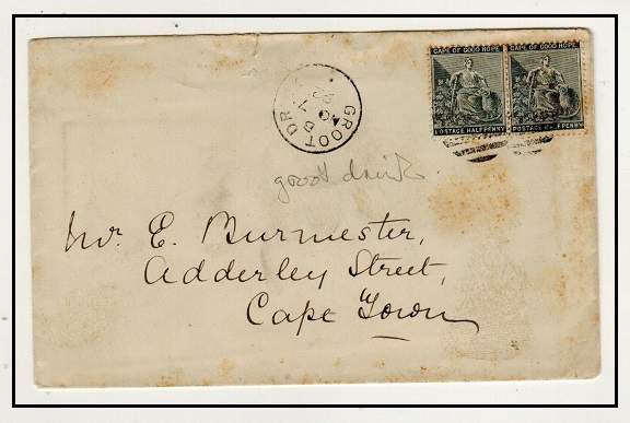 CAPE OF GOOD HOPE - 1892 1d rate local cover used at GROOT DRINK.