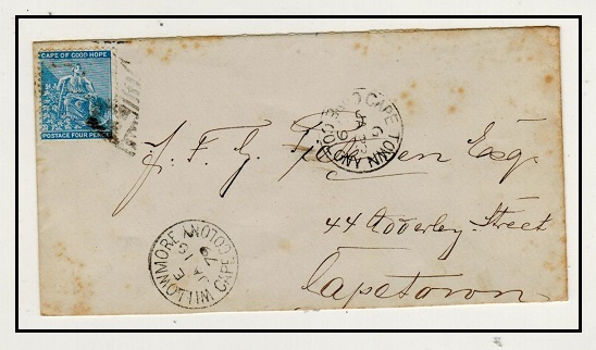 CAPE OF GOOD HOPE - 1879 4d rate local cover used at WILLOWMORE.