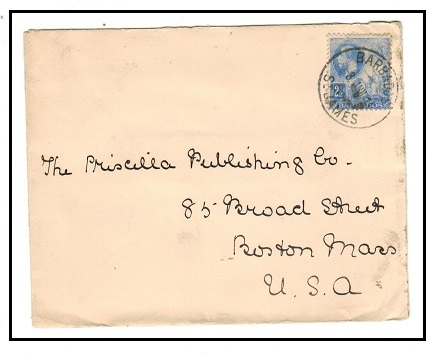 BARBADOS - 1913 2 1/2d rate cover to USA used at ST.PHILIP.