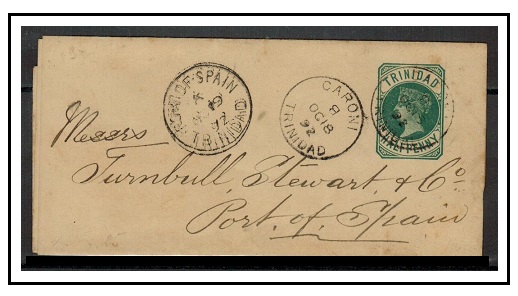 TRINIDAD AND TOBAGO - 1884 1/2d green postal stationery wrapper used locally at CARONI.  H&G 1.