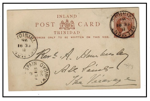 TRINIDAD AND TOBAGO - 1884 1/2d reddish brown PSC used locally at BELMONT.  H&G 2.